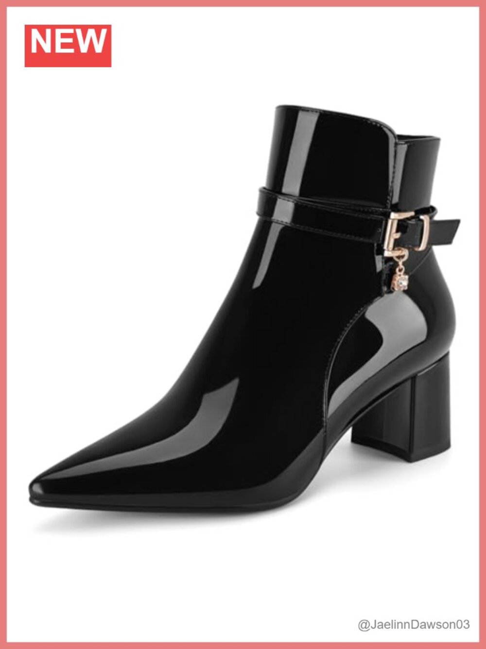 Women's Patent Leather Chunky Heel Ankle Booties Sparkly Dress Boots